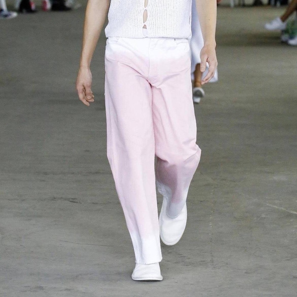 eckhaus latte pink white jeans 29 straight fit UNISEX